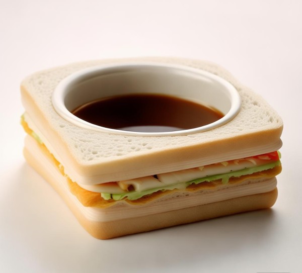 三明治咖啡的形状符合三明治的形状，因为它由圆形的杯口和方形的杯底组成，适合用来分割食物。